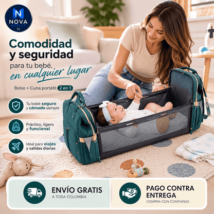 👶Bolso Pañalera Con Cuna🎒