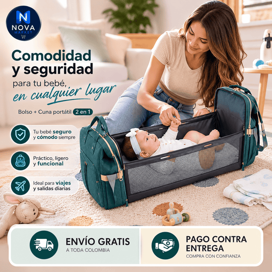 👶Bolso Pañalera Con Cuna🎒